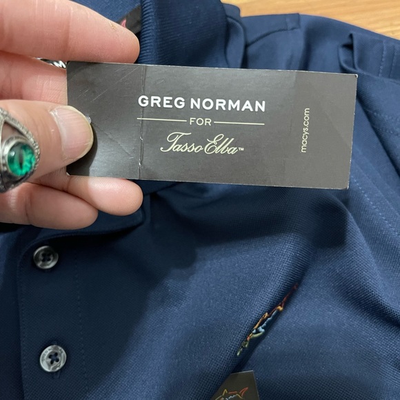 NWT Men’s Size Medium Greg Norman Slim Fit Five Iron Pol  Shirt In Night Sky - Picture 6 of 12